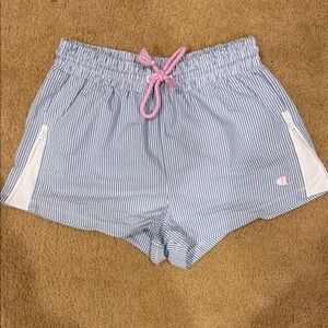 Champion Light Blue Pinstripe Athletic Shorts with Pink Drawstring